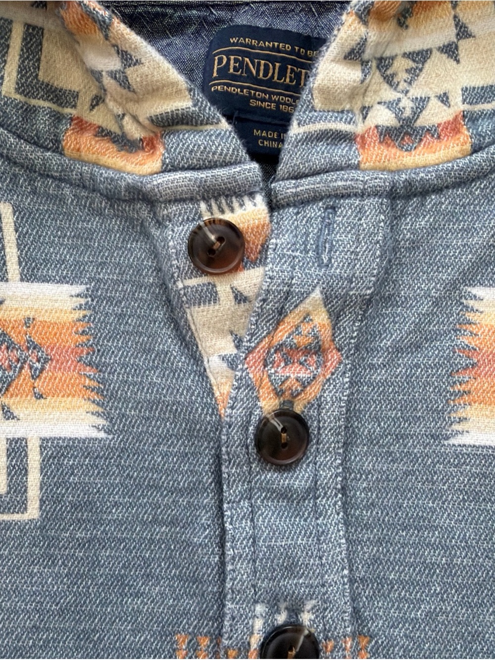 Pendleton Mens Southwestern Aztec Pullover Beach Hoodie Cotton Kangaroo Pocket - Picture 5 of 8
